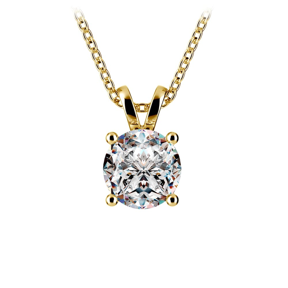 AGI Certified 2.00 CTW Prong Set Round Lab Grown Solitaire Diamond Pendant (G-VS) in 14K White or Yellow Gold