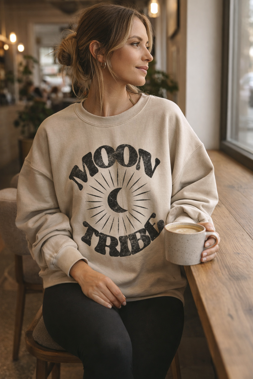 Lunar Essence Fleece Crew – Moon Tribe Graphic Sweatshirt