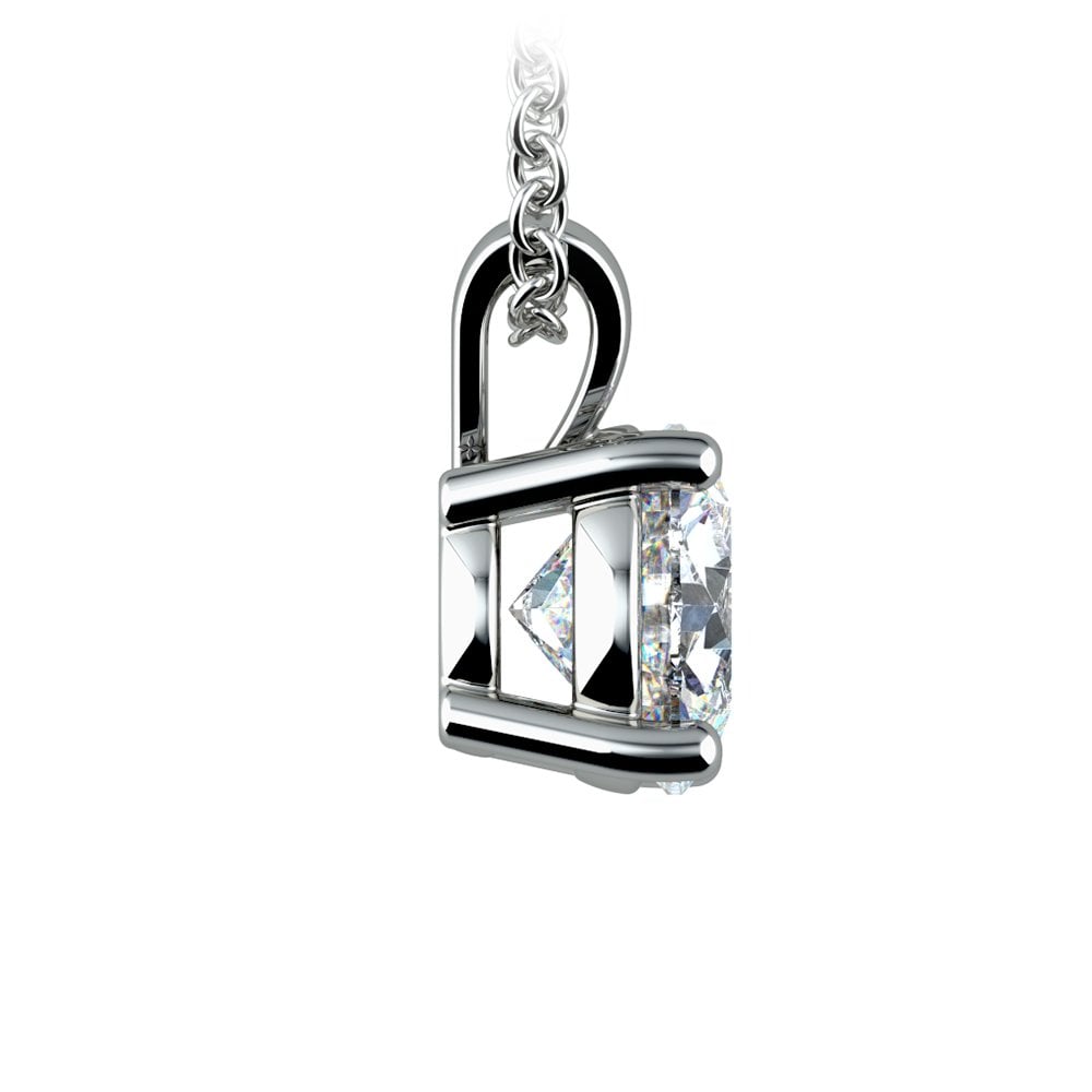 AGI Certified 2.00 CTW Prong Set Round Lab Grown Solitaire Diamond Pendant (G-VS) in 14K White or Yellow Gold